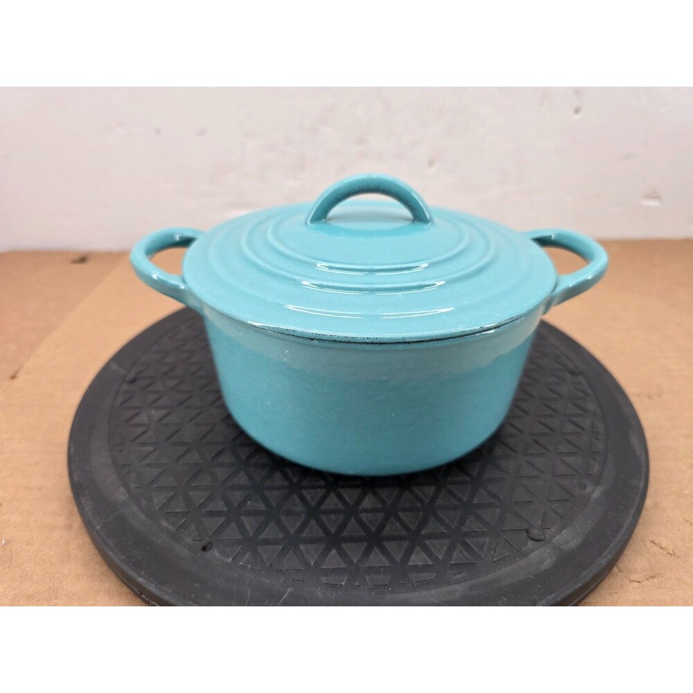 Le Creuset Paris Blue Turquoise Vintage Dutch Oven Small Sz A